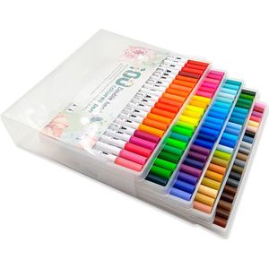 24/48/60/80/100 Kleuren Dual Head Sketch Markers Borstel 0.4mm Fineliner Aquarel Art marker Dual Tip Marker Pen