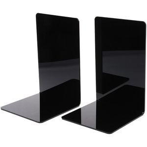 2 Stuks Zwart Acryl Boekensteunen L-Vormige Desk Organizer Desktop Boek Houder School Stationery Office Accessoires #326