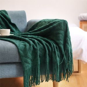 Battilo Plus Fluwelen Gebreide Deken Worp Deken Zacht En Solid Tassel Plaid Deken Voor Gelukkig Nappers