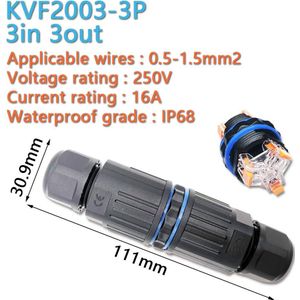 IP68 Waterdichte Kabel Connector KVSF-15 2 In 2 Out 2Pin 3Pin 4Pin 5Pin Elektrische Terminal Adapter Wire Connector Led Licht