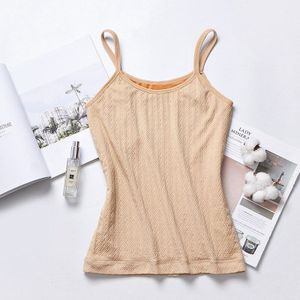 Plus Fluwelen Dikke Hemdje Een Stuk Grote Omvang Warm Houden Crop Top Voor Vrouwen Vest U-Vormige effen Kleur Sling Ondergoed