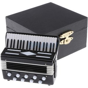 Miniatuur Metal & Plastic Accordeon Instrument Voor 1/12 Poppenhuis Woonkamer Decor Toebehoren Zwart