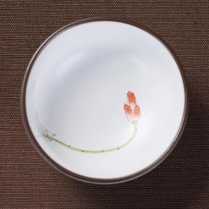 Chinese Stijl Delicate Handgemaakte 40 Ml Kleine Thee Cup Jingdezhen Ruwe Aardewerk Kom Handgeschilderde Lotus