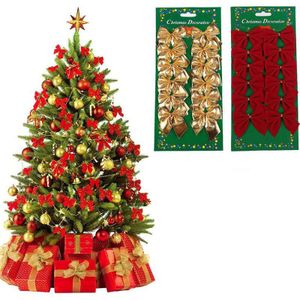 12Pcs Kerstboom Decoratie Goud Zilver Rode Kerst Bows Voor Home School Tuin Mini Bow Diy Strik Party decor