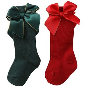 Blotona 2 Pairs Kids Kerst Sokken, Mid-Kalf Lengte Sokken Met Strik Decoratie Kousen Voor Peuters, meisjes, Jongens 0-4Years