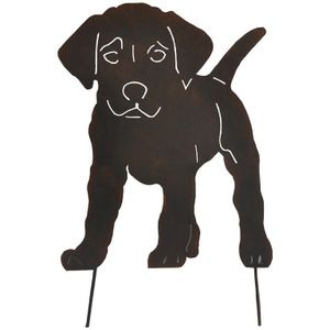 1Pc Tuin Versiering Decoratieve Metalen Vintage Duurzaam Roest Puppy Standbeeld Voor Huis Lawn Tuin