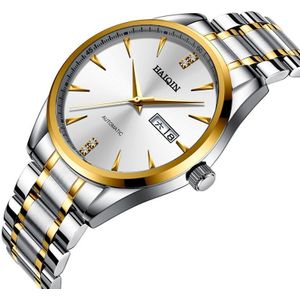 Echt Haiqin Luxe Mechanische Horloge Mannen Vol Staal Zelf-Wind 30M Waterdichte Gebogen Oppervlak Ultradunne Automatische horloge