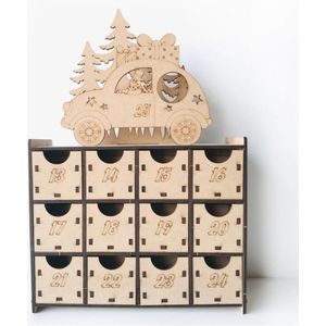 Kerst Houten Adventskalender Doos met laden dubbelzijdig 24 genummerd Huis Vormige Kerst Countdown Kalender Kids