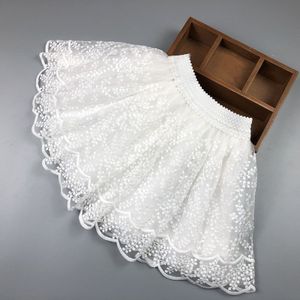 Meisjes Zomer Kant Rok Geborduurde Rokken Wit Zwart Tutu Pluizige Pettiskirt Kids Princess Party Dance Rok Zachte Tutu Bloemen