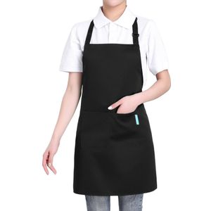 Volwassenen Polyester Keuken BBQ Restaurant Schort met Verstelbare Hals Riem 2 Zakken voor Koken Bakken Tuinieren