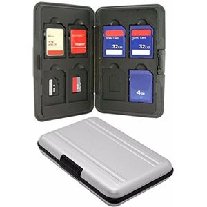 Zilver Micro SD Kaarthouder SDXC Opslag Houder Geheugenkaart Case Protector Aluminium case 16 solts voor SD/SDHC /SDXC/Micro SD