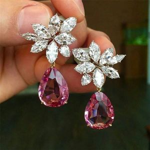 Rode Glans Ruby Diamond Oorbellen Voor Vrouwen S925 Sliver Kleur Wit Topaz Granaat Sieraden Peridot Bizuteria Edelsteen Oorbellen