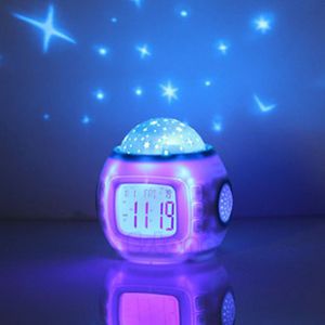 1Pc Kinderen Slapen Sky Star Night Light Projector Lamp Slaapkamer Wekker Muziek