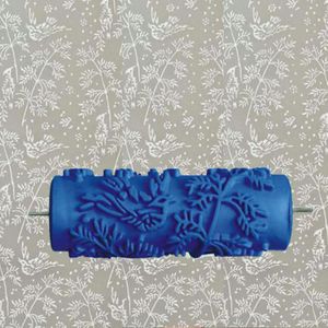 5Inch Blauw Rubber Roller Muur Decoratie Schilderen Roller, Bladeren 002Y, Decoratieve Muur Verfroller Zonder Handgreep