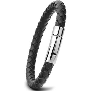 Heren Armbanden Roestvrij Staal Zwart Lederen Armband Polsband Bangle Punk Stijl Sieraden Magnetische Sluiting