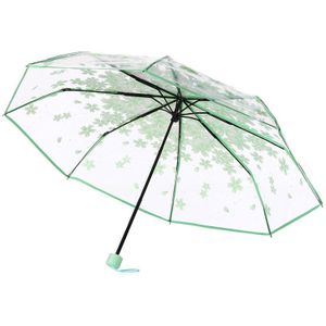 4 Kleur Vrouwen Regen Paraplu Transparant Clear Kersenbloesem Paddestoel Apollo Sakura Gedrukt Drie-Opvouwbare Paraplu AU10