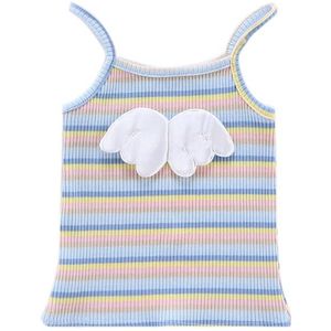 Meisjes Zomer Tanks Katoenen Vest Kleur Streep Kids Hemdje Cartoon Vleugels Kinderen Tops Baby Singlet Meisjes Hemdjes Tiener