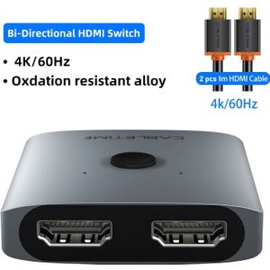 Cabletime Hdmi Splitter 4K 60Hz 1x 2/2X1 Adapter Hdmi Switcher 2 In 1 Converter voor Latop Macbook Air Hdtv PS4 Hdmi Switch C355