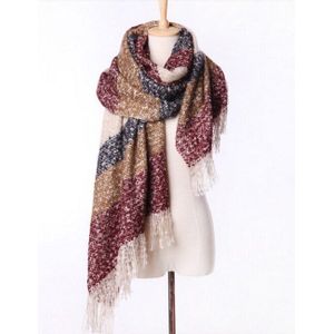 Vrouwen Herfst Winter Mohair Kasjmier Zoals Sjaal Lange Maat Warme Mode Sjaals & Wraps Voor Lady Casual Patchwork Accessoires