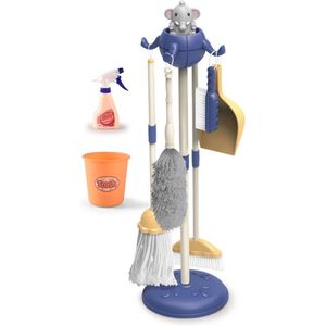 6Pcs Kinderen Pretend Play Housekeeping Schoonmaak Set Met Bezem Mop Voor Kinderen Kids Educatief Speelgoed -Roze blauw