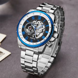 Turnfinger Zakenlieden Mechanische Horloge Classic Casual High-End Luxe Holle Rvs Strap Gentleman Skmei