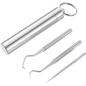 1 Set Rvs Tanden Reinigen Picks Herbruikbare Tandenstokers Sleutelhanger Tandenstokers Tanden Schoonmaken Tool
