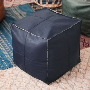 Marokkaanse Pu Lederen Poef Borduren Craft Hassock Poef Poef Ronde Vierkante Kunstleer Opgevulde Kussen