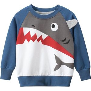 Jongens T-shirt Herfst Cartoon Shark Lange Mouwen T-shirt Kinderkleding Peuter 100% Katoen Tops Tee Baby Jongen Kids