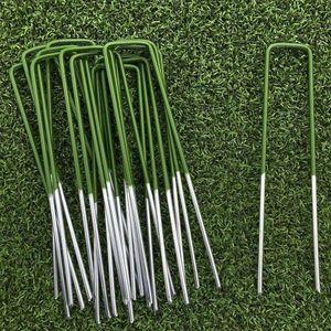 Turf Pin Met Afgeschuind End U Vormige Half Groen 150X25X3Mm Kunstgras Gazon Heavy Duty bevestiging Outdoor Verzinkt Staal