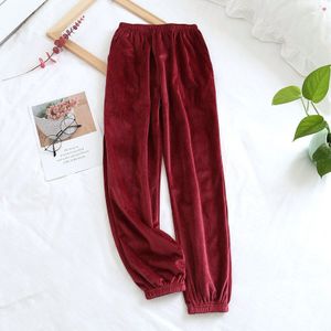 Goud Fluwelen Warm Vrouwen Thuis Broek Kleine Voeten Sluiting Broek Effen Kleur Slaap Bodems Voor Lente Herfst Slaap Slijtage Voor vrouwen