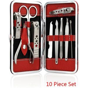 10 in 1 Manicure Set Professionele Nagelknipper Kit Utility Pedicure Schaar Tweezer Knife Oor Halen Nagels Art Gereedschap Sets