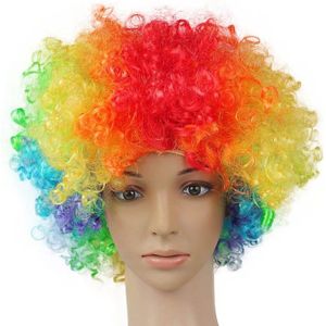 Halloween Disco Clown Krullend Afro Circus Fancy Dress Haar Pruiken Xmas Party Kostuum