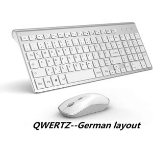 Draadloze Toetsenbord Muis, Full Size Met Numerieke Toetsen 。 compatibel Met Imac Mac Pc Laptop Tablet Computer Windows (Zilver Wit)