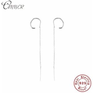 Inmaker Eenvoudige 925 Sterling Zilveren Lange Kwast Oorbellen Voor Vrouwen Pendientes Geometrische Opknoping Dangle Earring Ketting Oor Lijn