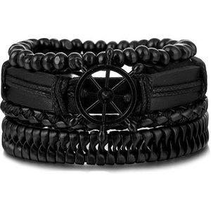 Daxi Heren Lederen Armband Voor Mannen Accessoires Kralen Armbanden Charm Armbanden Bedels Armband Verstelbare Kralen Armband Set