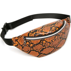 Snake Patroon Vrouwen Heuptas Pu Lederen Draagbare Reizen Borst Bag Purse Fanny Pack