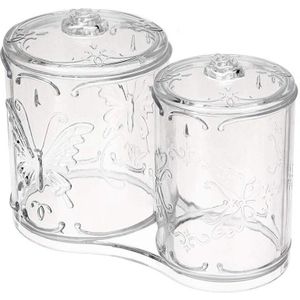 2 compartiment Wattenstaafje Houder Acryl Make Wattenschijfje Q-Tips Houder Grote Capaciteit Remover Doekjes Storage Case