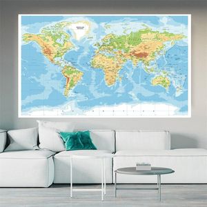 225*150Cm De Wereldkaart Mercator Projectie Niet-geweven Canvas Schilderij Grote Poster Muur Decor Home Decoration schoolbenodigdheden