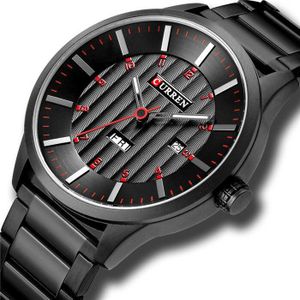 Man Horloge Zwart Quartz Roestvrij Staal Horloge Luxe Casual Zakelijke Horloges Met Datum En Week Venster