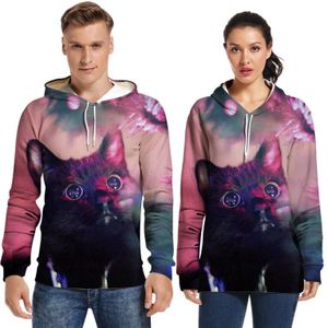 Mode Paar Hoodie Grappige Kerst Leuke Kat Sweatshirt 3d Printing Unisex Tops Fall Winter