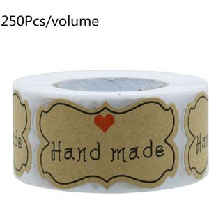 250Pcs/Roll Hand Made Stickers Natuurlijke Kraft Seal Labels Bakken Verpakking 27RE
