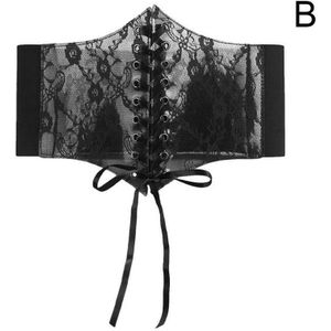 Women&#39;s Wide Lace Waist Corset Belt Elastic Adjustable Waistband Slimming Belts Waist Seal Dress Top Decorative Girdle