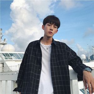 Mannen Shirts Plaid Lange Mouwen Turn-Down Kraag Leisure Chic Tieners Alle-Match Koreaanse Stijl Mode Ins Hoge straat Uitloper Harajuku