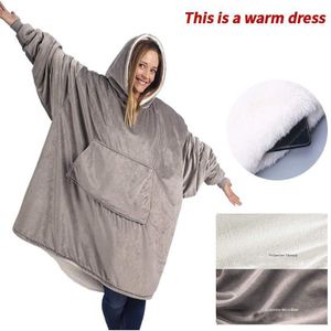 Deken Met Mouwen Winter Hoodie Deken Fleece Tv Dekens Microfiber Sweatshirt Oversized Zachte Hooded Jassen Voor Volwassen