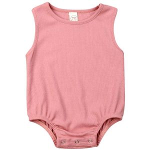 Pasgeboren Baby Jongen Meisje Knit Solid Geribbelde Bodysuit Jumpsuit Katoen Outfits Mouwloze Sunsuit 0-24M Kinderen Zomer Kleding