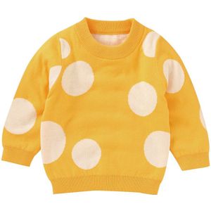 0-24M Schattige Kinderen Baby Meisje Knited Sweater Leuke Herfst Winter Dot Print Geel Lange Mouw Trui top Zachte Baby Uitloper