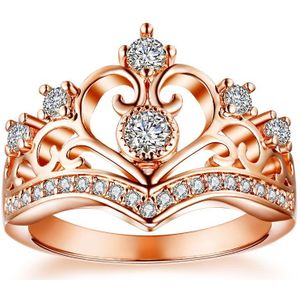 HIYONG Rose Gold Crown Romentic Trouwringen voor Vrouwen Koper Crown Cut AAA Zirkoon Ring Engagement Bruiloft Sieraden
