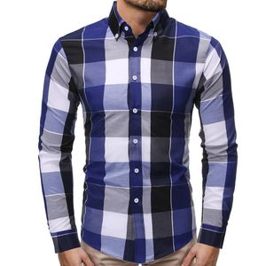 mannen Plaid Shirt Lente Herfst Mannelijke Slim Fit Business Casual Lange mouwen Shirts