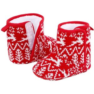 Citgeett Kerst Laarzen Sneeuwvlok Santa Winter Warm Slippers Anti-Slip Pasgeboren Booties Santa Voet Sokken