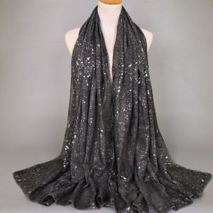 Dames Mode Vlakte Shimmer Zilveren Katoen Shawl Sjaal Winter Bling Zigzag Oversize Dikke Wrap Hijaabs Moslim Sjaal